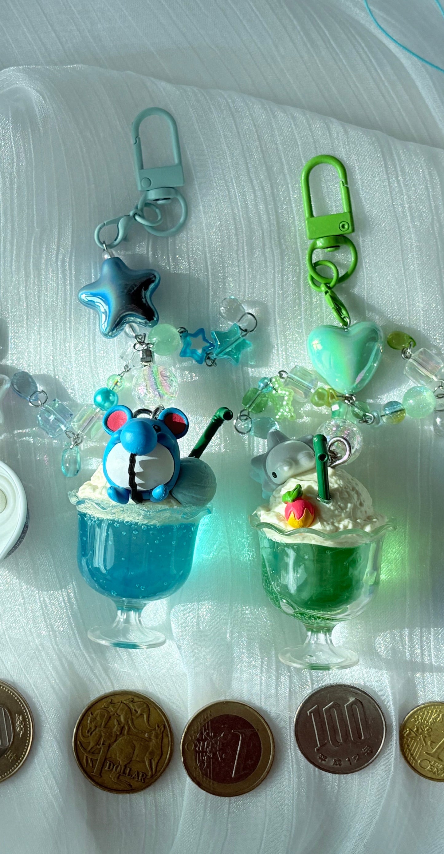 Marill on Ramune cream soda keychain
