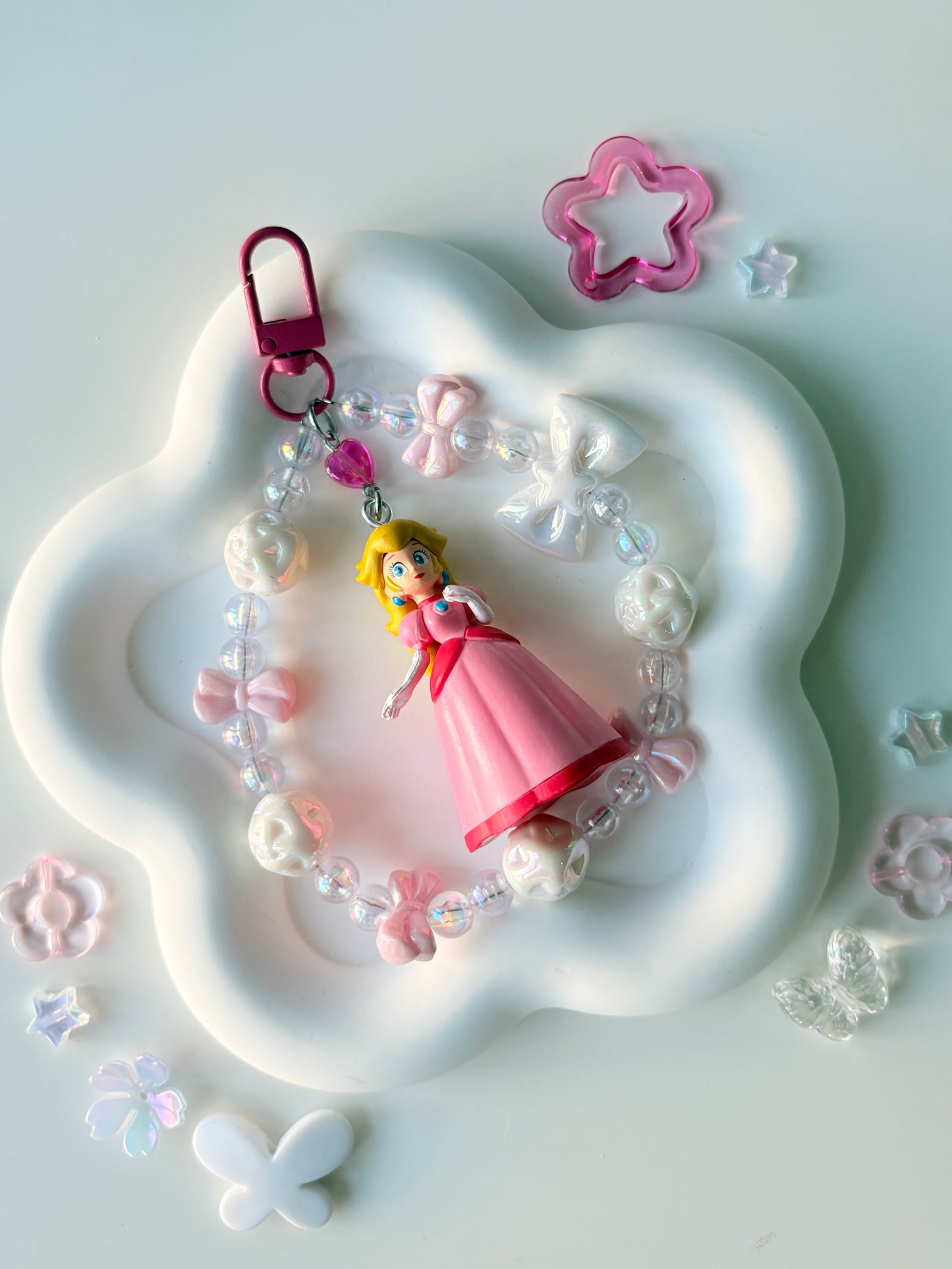 Princess Peach Beaded Loop Keychain