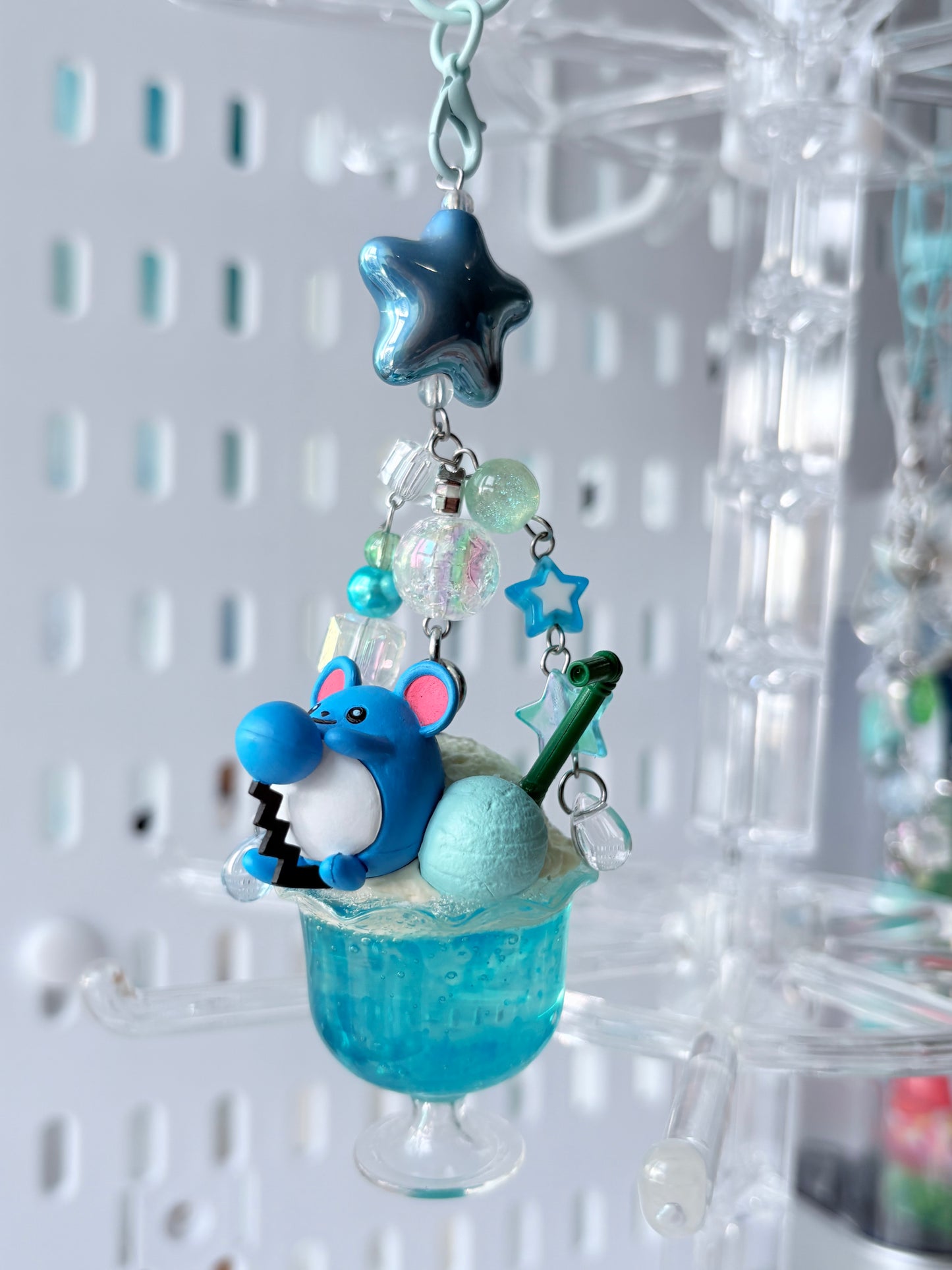 Marill on Ramune cream soda keychain