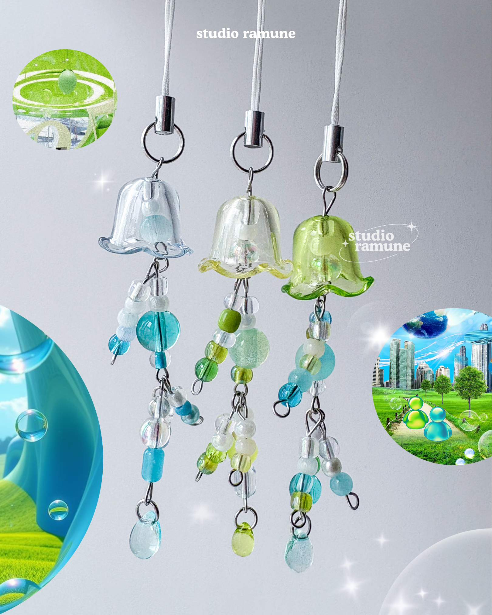 Frutiger Aero Jellyfish Trinkets for Tamagotchi, Digicams, Phones, 3DS consoles | good as gifts