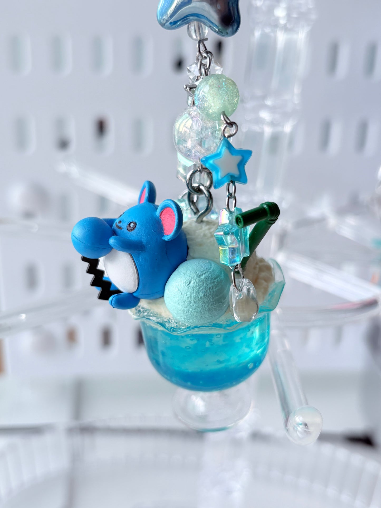 Marill on Ramune cream soda keychain