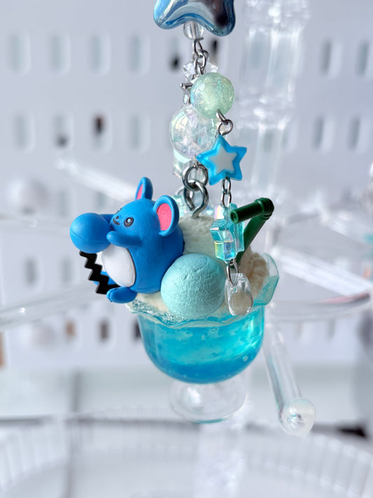 Marill on Ramune cream soda keychain