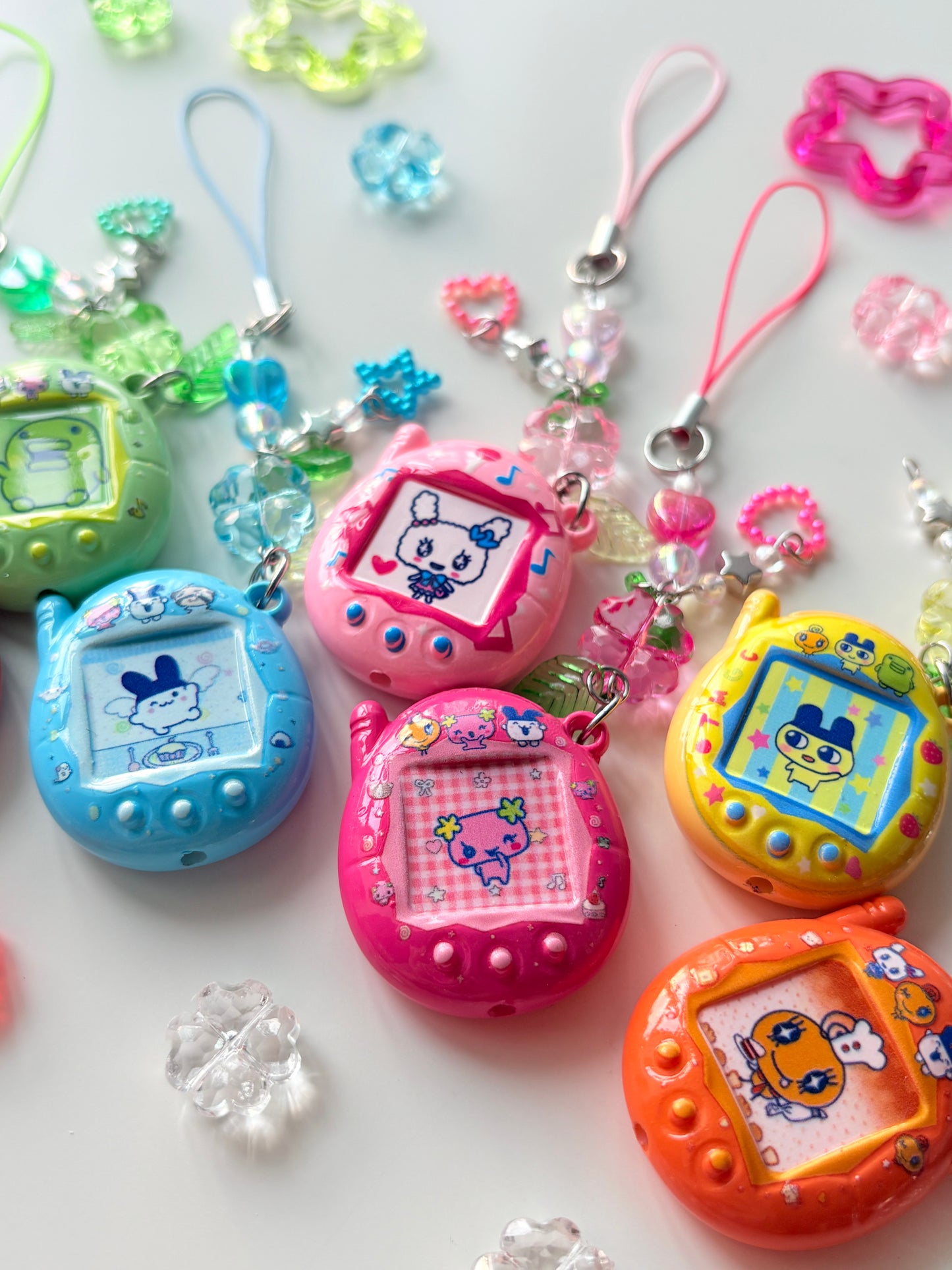 Tamagotchi charm keychains