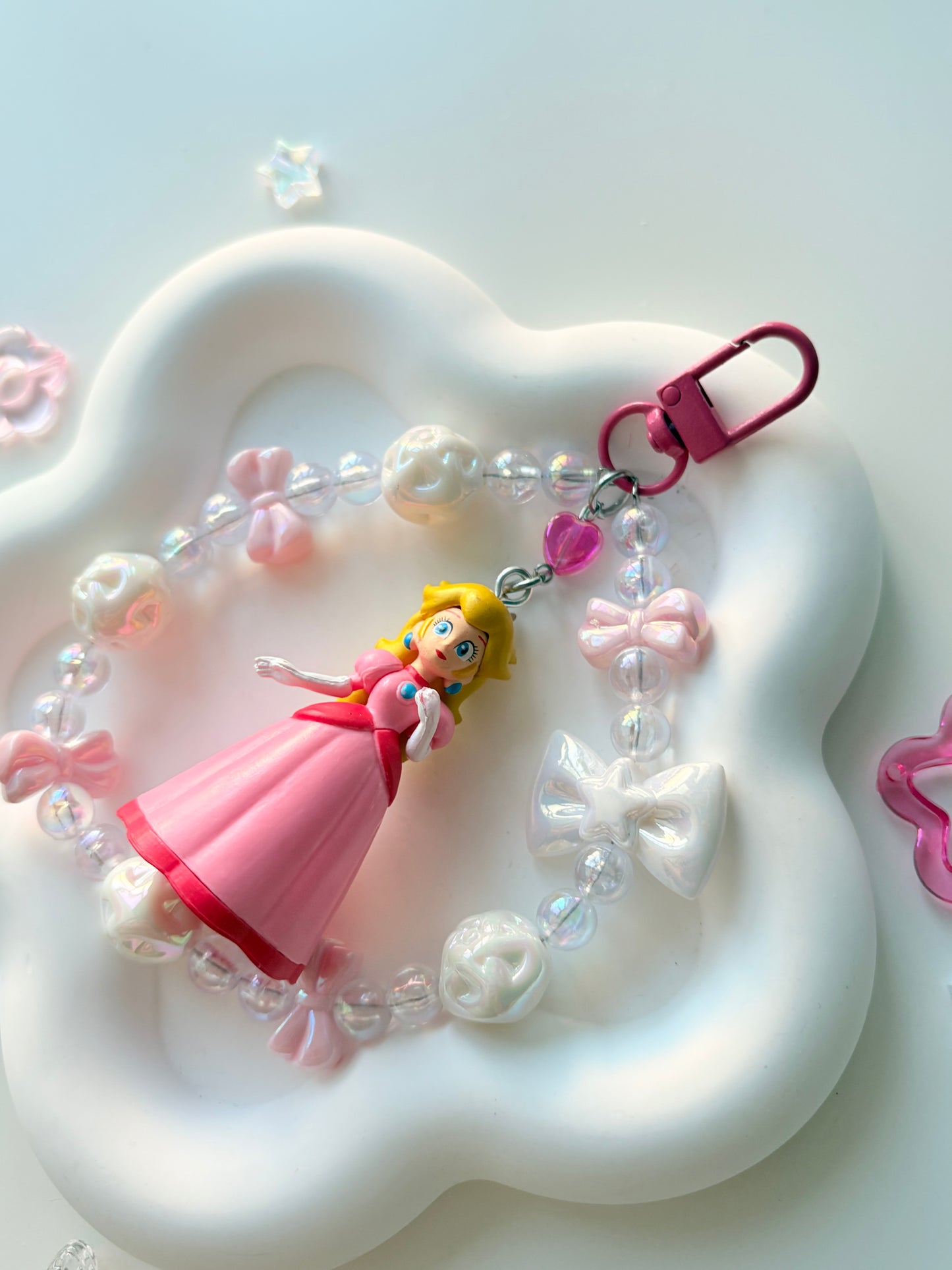 Princess Peach Beaded Loop Keychain