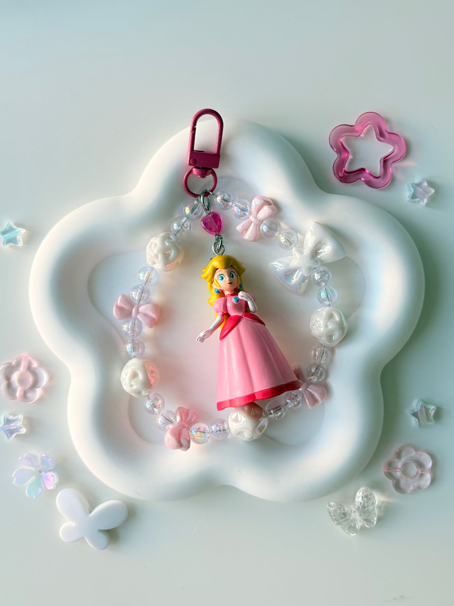Princess Peach Beaded Loop Keychain
