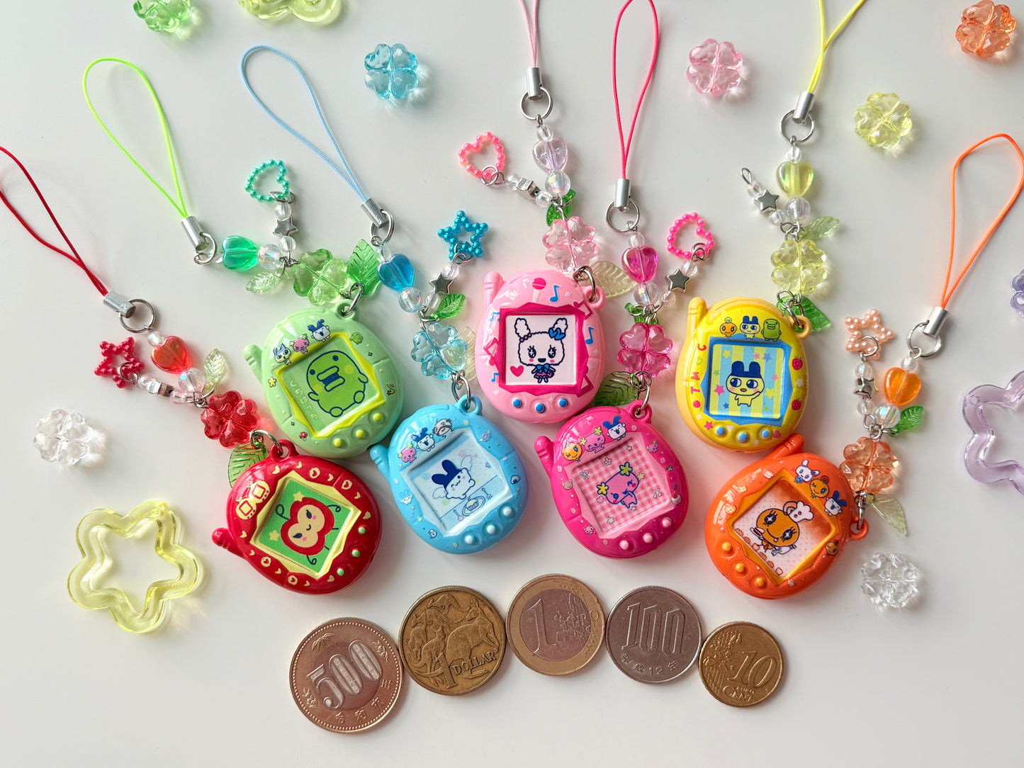 Tamagotchi charm keychains