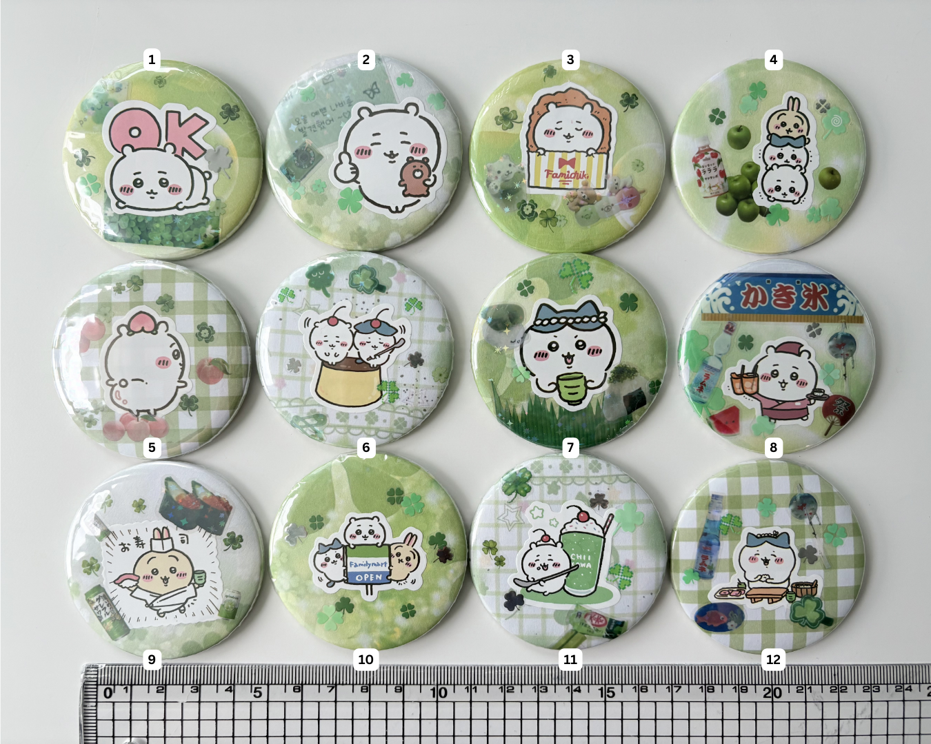 Chiikawa Lucky Clover Round Metal Badge Pins (2.25inch / 58mm)