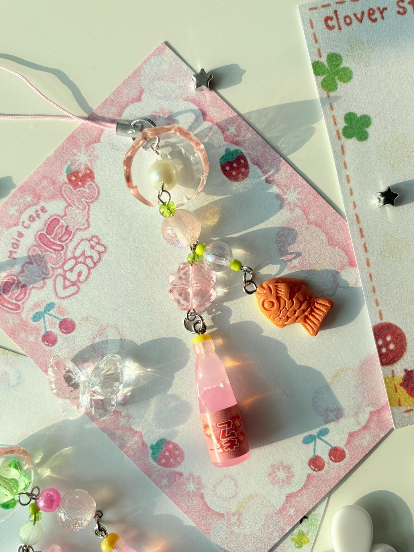 Strawberry Ramune with Taiyaki Phone Charm