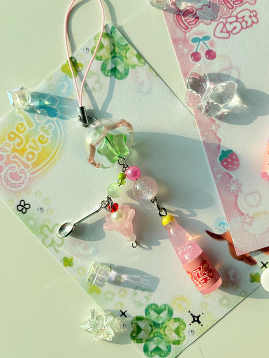 Strawberry Ramune with Ice Cream Phone Charm