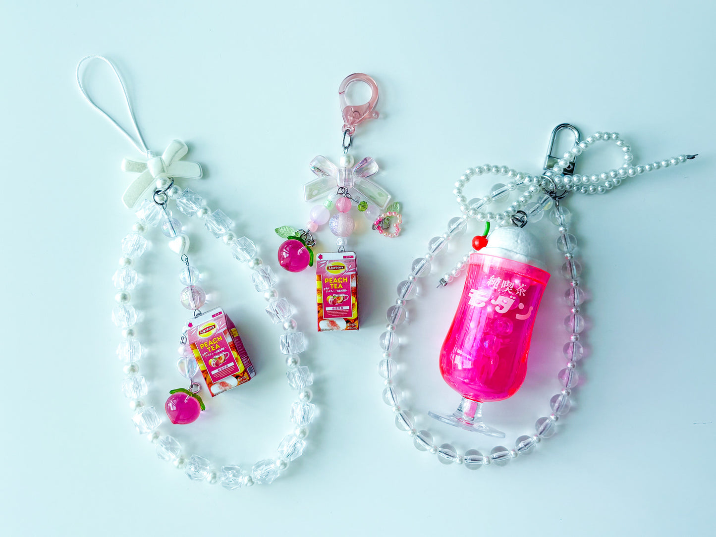 Peach & Strawberry Drinks Phone Loops and Bag Charms