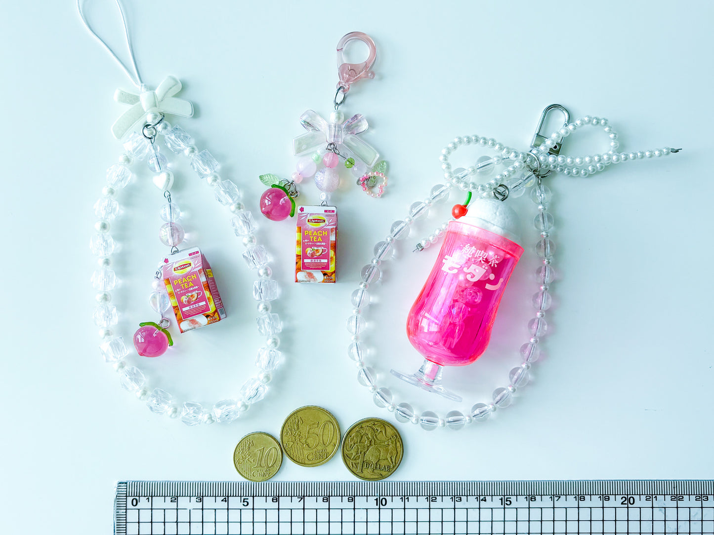 Peach & Strawberry Drinks Phone Loops and Bag Charms